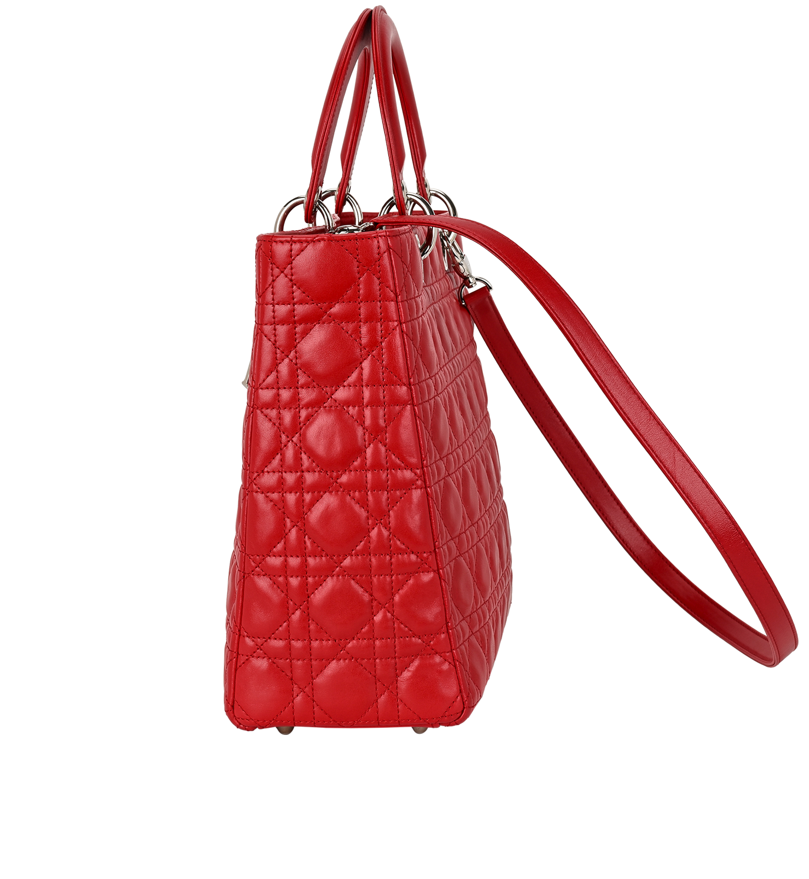 Large Lady Dior, &pound;2,300, Handbags, Red, Leather, Bottom view